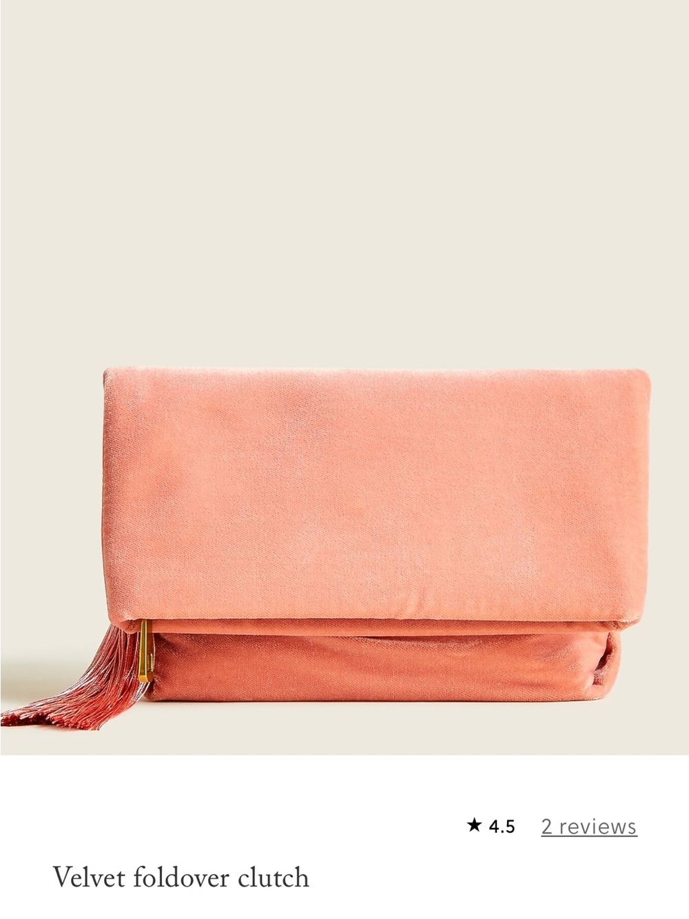 Velvet Foldover Clutch - Peach